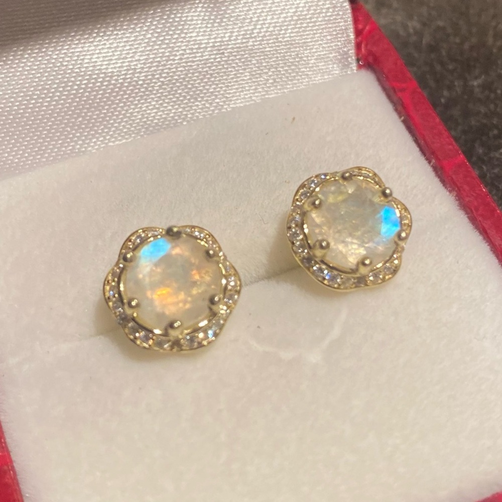 Moonstone Gold Earrings 925